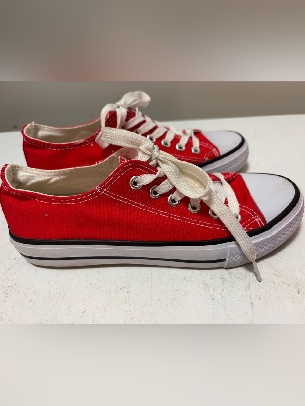Women’s Red Canvas Low-Top Sneakers